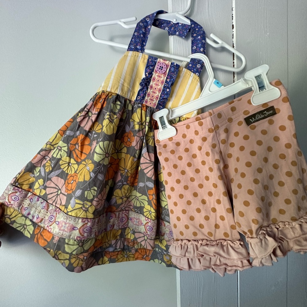 Matilda Jane top (2) and shorties (4) set. Worn together. Please see photos